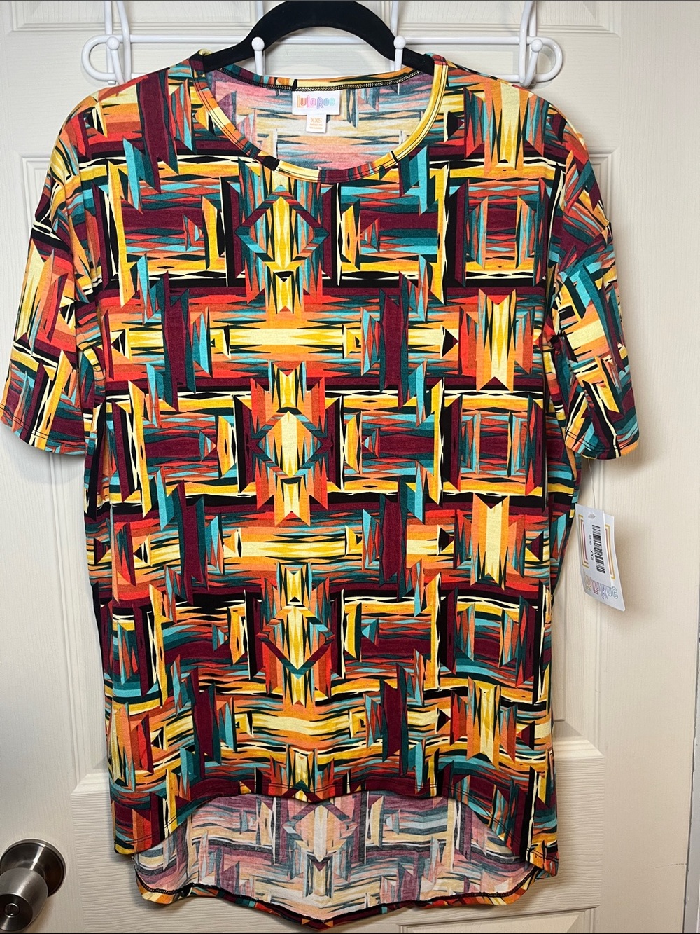 LuLaRoe Irma Tunic Top in Yellow, Red, Teal, Black